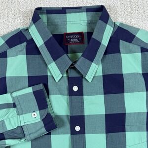 UNTUCKit Men's XL Blue Green Check Long Sleeve Button Up Shirt
